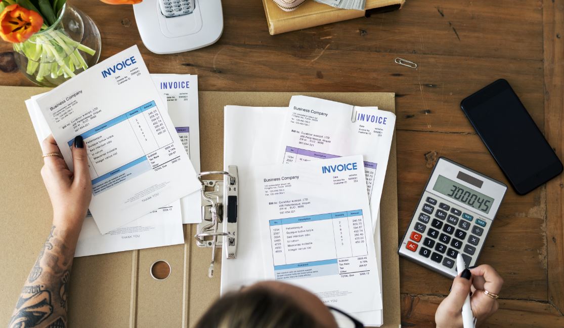 Woman checking her finances